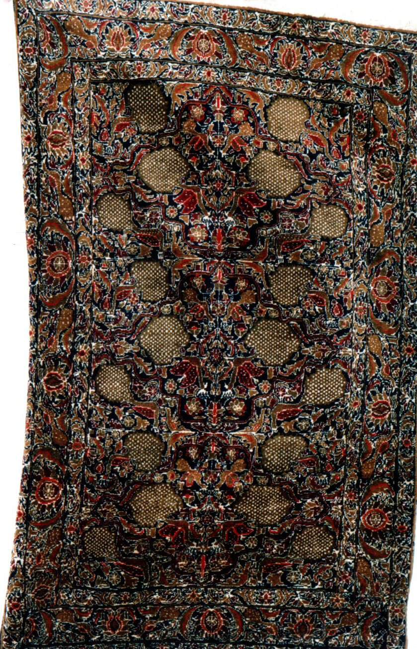 Zaronim golden paon animal designs hand made carpet with man